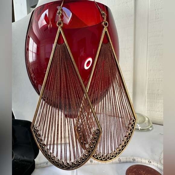 Long ultra chic boho thread bead dangle earrings - Picture 1 of 7